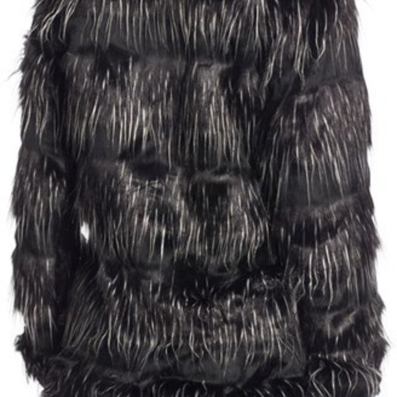 STEVE MADDEN Aesthetic Gothic Shaggy GLAM Faux Fur Coat Size M - Picture 8 of 11